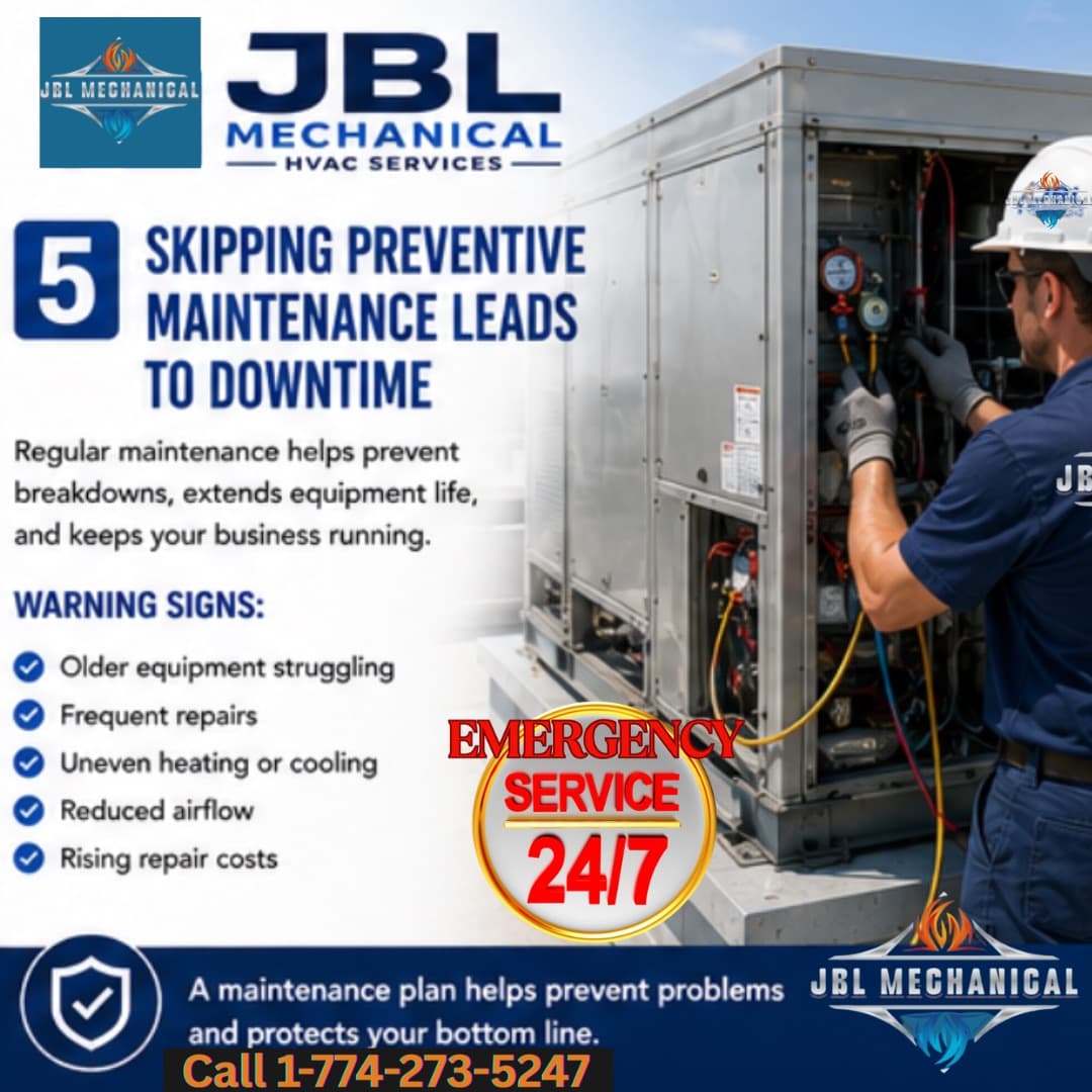 Commercial HVAC system that failed from skipped preventive maintenance