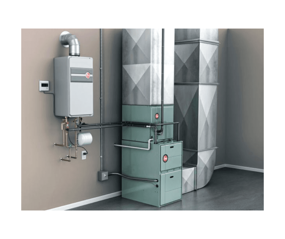 New high-efficiency furnace installation replacing an outdated system